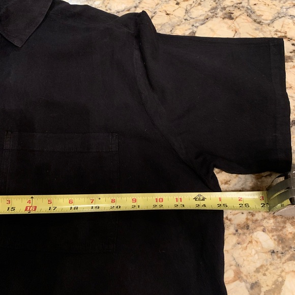 Cotton Palm SZ SM black men’s button down short sleeve shirt wood buttons casual - Picture 4 of 6
